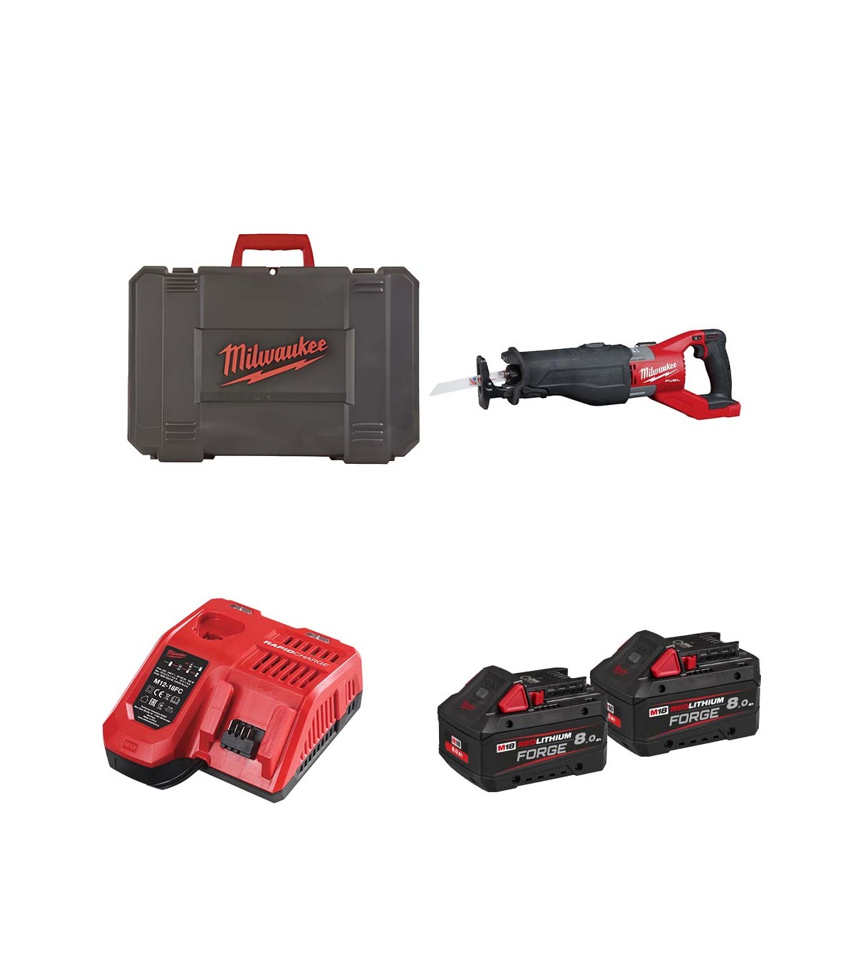 Scie sabre 18V M18 FSX-0C + 2 batteries FB 8 Ah + chargeur M12-18 FC MILWAUKEE