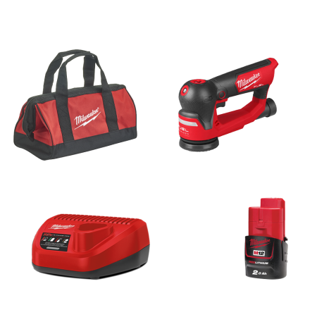 Ponceuse orbitale excentrique Ø75 mm 12V M12 FSDR75-0B + 1 batterie 2 Ah 12V + Chargeur C12C MILWAUKEE