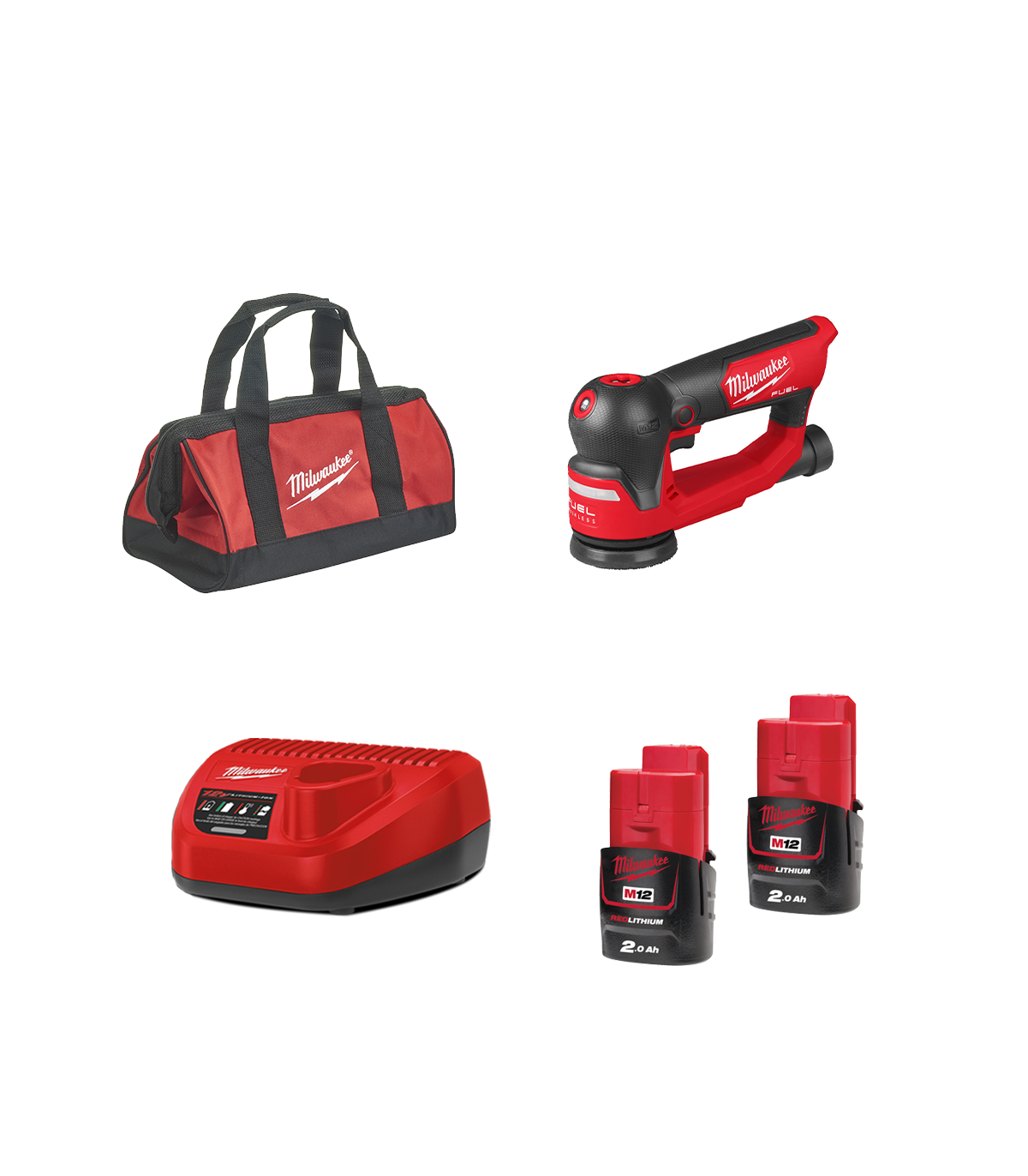 Ponceuse orbitale excentrique Ø75 mm 12V M12 FSDR75-202B + 2 batteries 2 Ah 12V + Chargeur C12C MILWAUKEE
