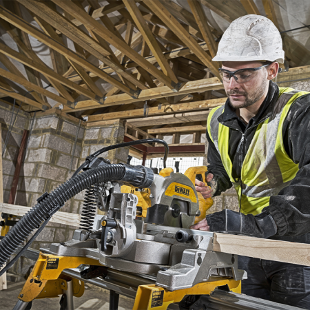 Scie à onglet radiale Ø216 mm DWS777-QS + Piètement DE7033-XJ DEWALT