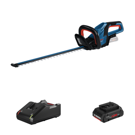 Taille haie sans fil GHE 18V-60 (II) + 1 Batterie Procore 18V 4 Ah + 1 Chargeur GAL 18V-40 BOSCH