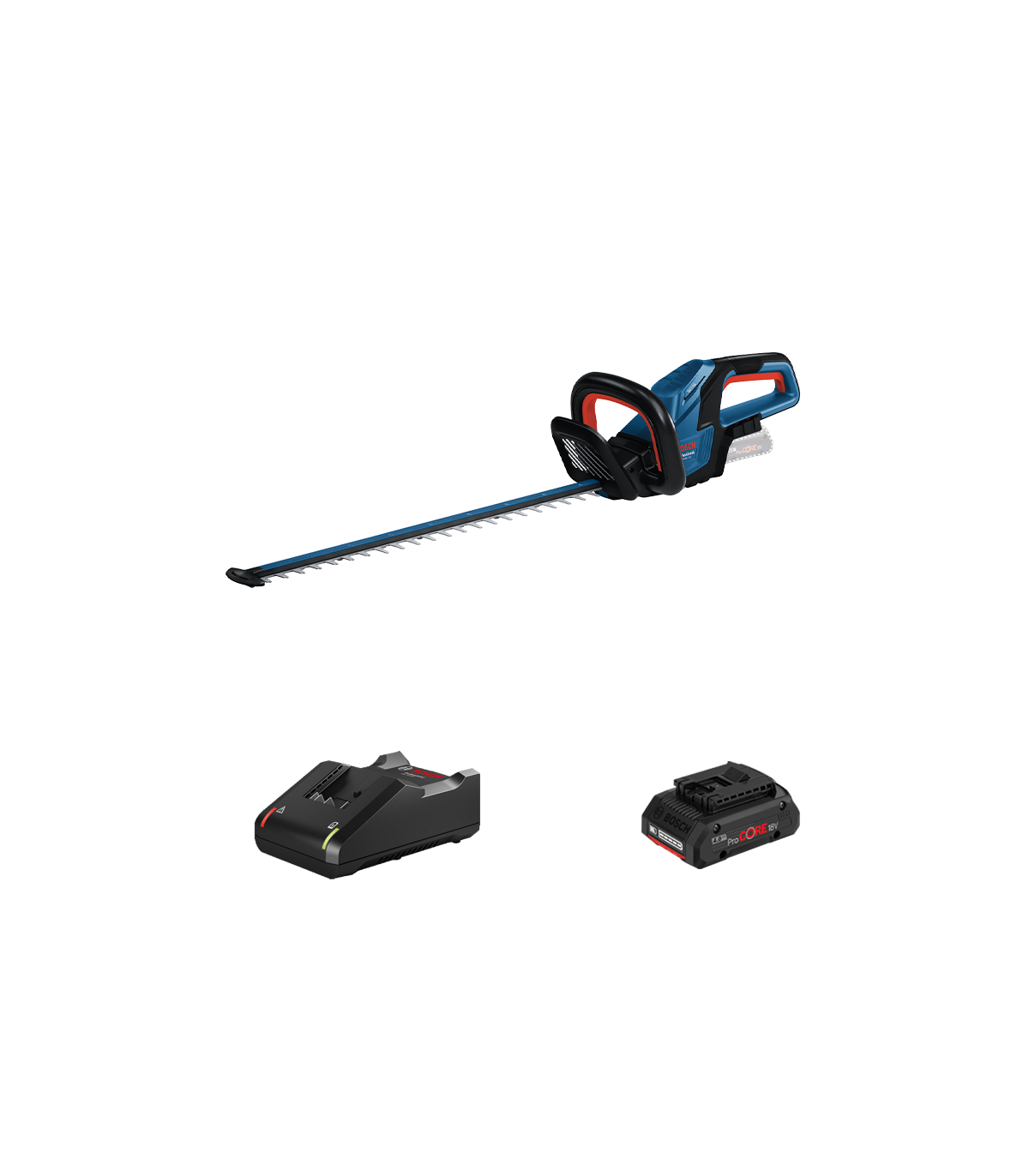Taille haie sans fil GHE 18V-60 (II) + 1 Batterie Procore 18V 4 Ah + 1 Chargeur GAL 18V-40 BOSCH