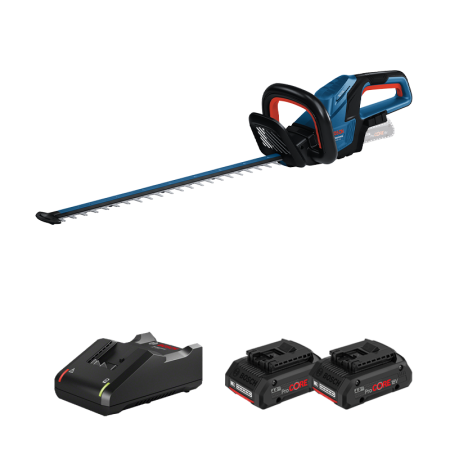 Taille haie sans fil GHE 18V-60 (II) + 2 Batteries Procore 18V 4 Ah + Chargeur GAL 18V-40 BOSCH