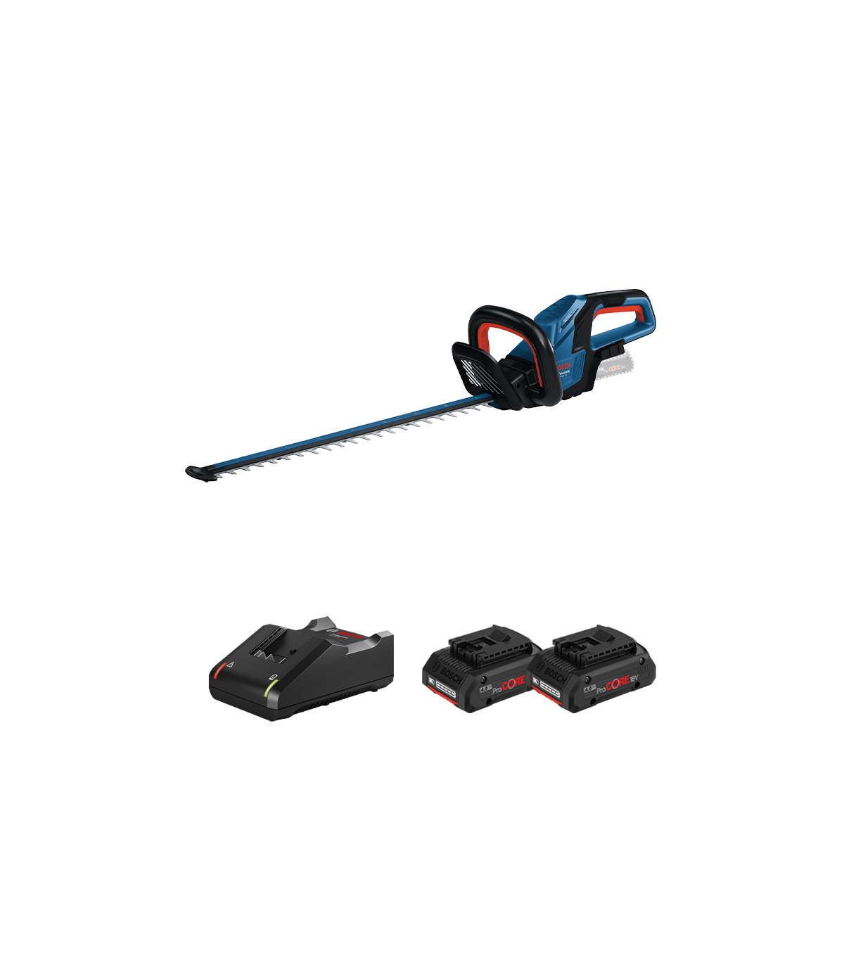 Taille haie sans fil GHE 18V-60 (II) + 2 Batteries Procore 18V 4 Ah + Chargeur GAL 18V-40 BOSCH