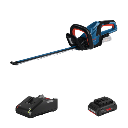 Taille haie sans fil GHE 18V-50 (II) + 1 Batterie Procore 18V 4 Ah + Chargeur GAL 18V-40 BOSCH