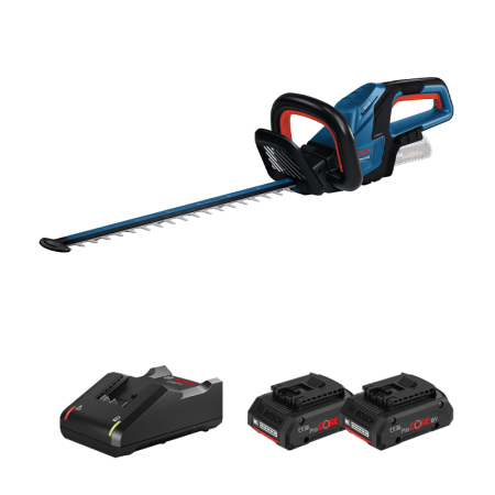 Taille haie sans fil GHE 18V-50 (II) + 2 Batteries Procore 18V 4 Ah + Chargeur GAL 18V-40 BOSCH