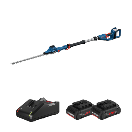 Taille haies sur perche GHE 18V-50 TP + 2 Batteries Procore 18V 4 Ah + Chargeur GAL 18V-40 BOSCH