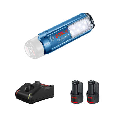 Lampe GLI 12V-300 + 2 batteries 12V 3 Ah + Chargeur GAL 12V-40 BOSCH