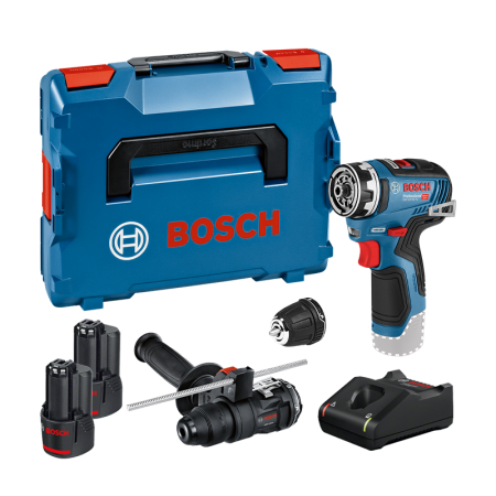 Perceuse-visseuse GSR 12V-35 FC + Embout perforateur GFA 12-H + 2 batteries 12V 3 Ah + chargeur GAL 12V-40 BOSCH