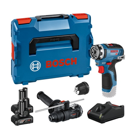 Perceuse-visseuse GSR 12V-35 FC + Embout perforateur GFA 12-H + 2 batteries 12V 6 Ah + chargeur GAL 12V-40 BOSCH