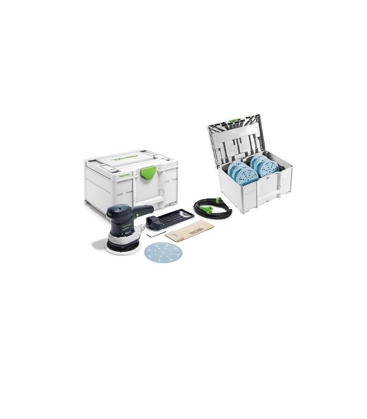 Ponceuse excentrique Ø150 mm ETS 150/5 EQ-Plus + Systainer de 120 abrasifs FESTOOL
