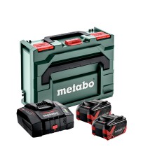 Pack de 2 batteries LiHDX 18V 8 Ah + Chargeur rapide ASC 290 + Metabox 145 METABO