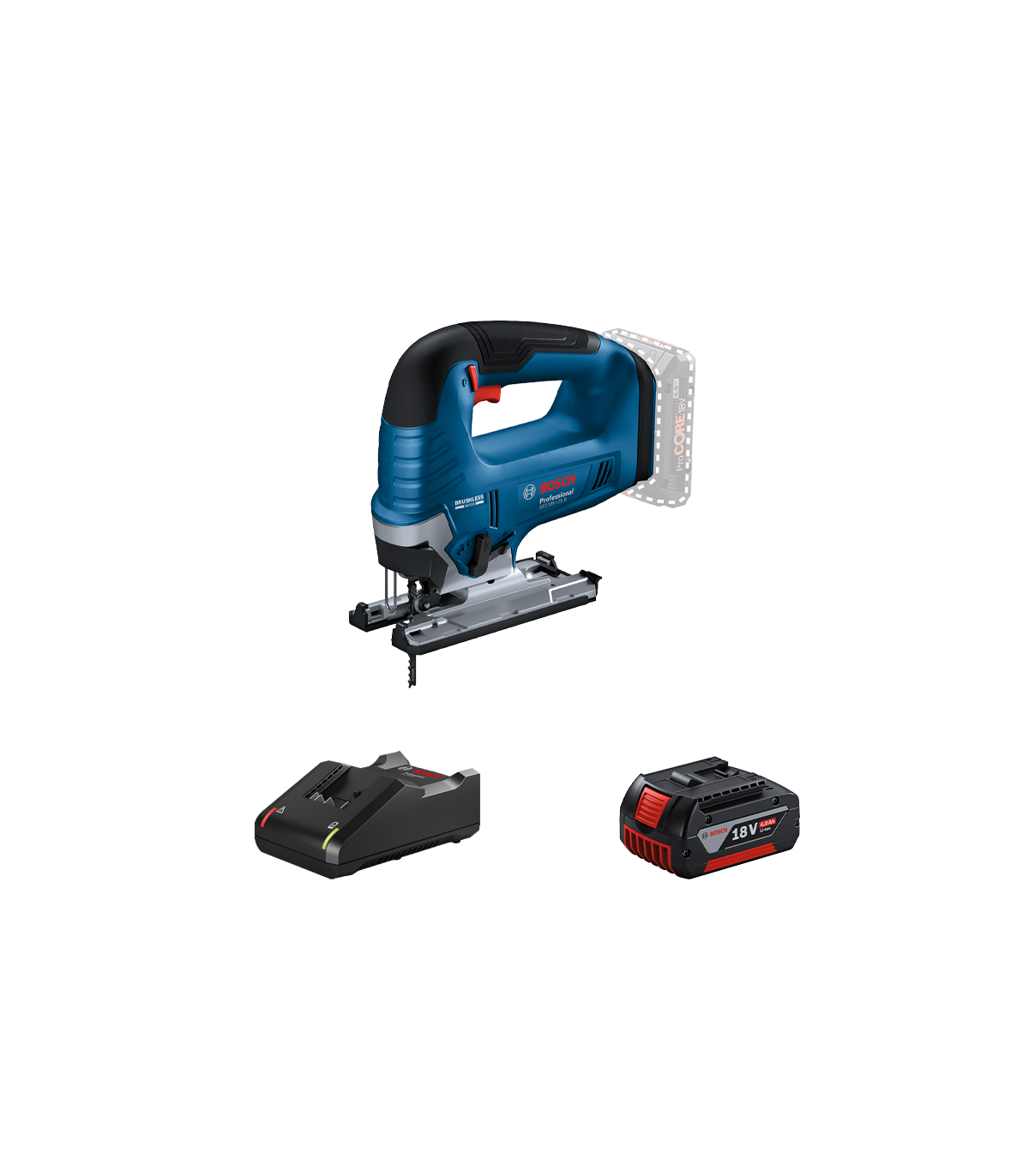 Scie sauteuse GST 18V-125 B + 1 batterie GBA 18V 4 Ah + Chargeur GAL 18V-40 BOSCH