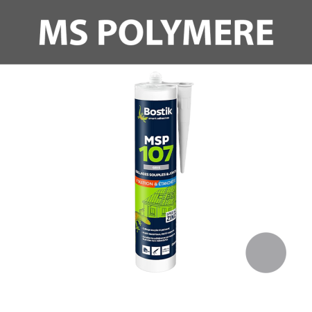Mastic-colle polymère "MSP107" Gris 290ml BOSTIK