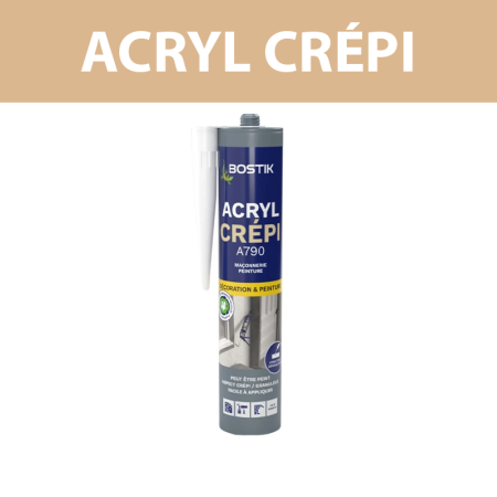 Mastic d'étanchéité "ACRYL CREPI A790" Blanc 310ml BOSTIK