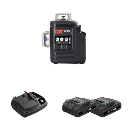 Laser vert  L18 18V + 2 batteries 18V 2 Ah + chargeur compact SPIT
