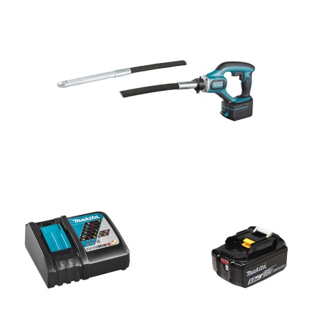 Vibreur à béton 18V DVR350Z + 1 batterie BL1850B 18V 5 Ah + 1 chargeur DC18RC MAKITA