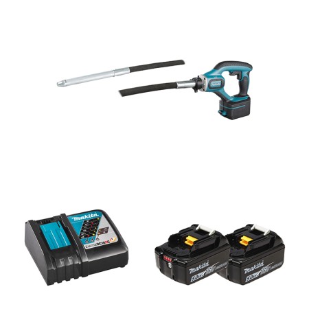 Vibreur à béton 18V DVR350Z + 2 batteries BL1850B 18V 5 Ah + 1 chargeur DC18RC MAKITA