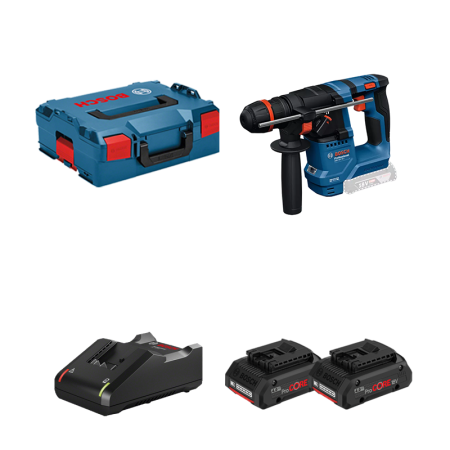 Perforateur ONECHUCK SDS Plus GBH 18V-18 X + 2 batteries Procore 18V 4 Ah + 1 chargeur GAL 18V-40 BOSCH