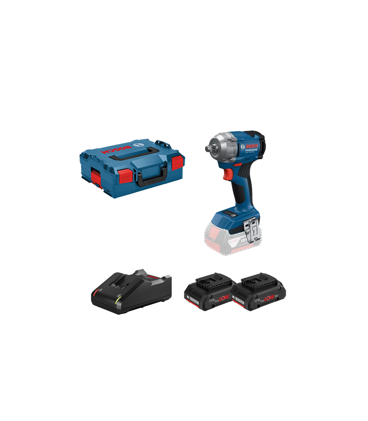 Boulonneuse GDS 18V-350 + 2 batteries ProCore 18V 4 Ah + Chargeur GAL 18V-40 BOSCH