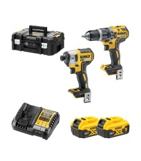Pack 2 outils 18V Perceuse-visseuse à percussion DCD796 + Visseuse à chocs DCF887 DEWALT