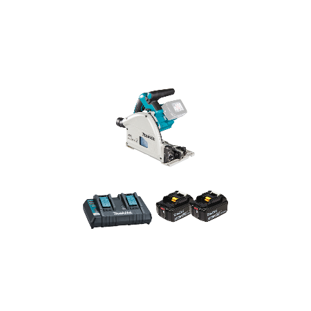 Scie plongeante Ø165 mm 2 x 18V DSP601ZU + 2 batteries BL1850B 18V 5 Ah + chargeur double DC18RD MAKITA