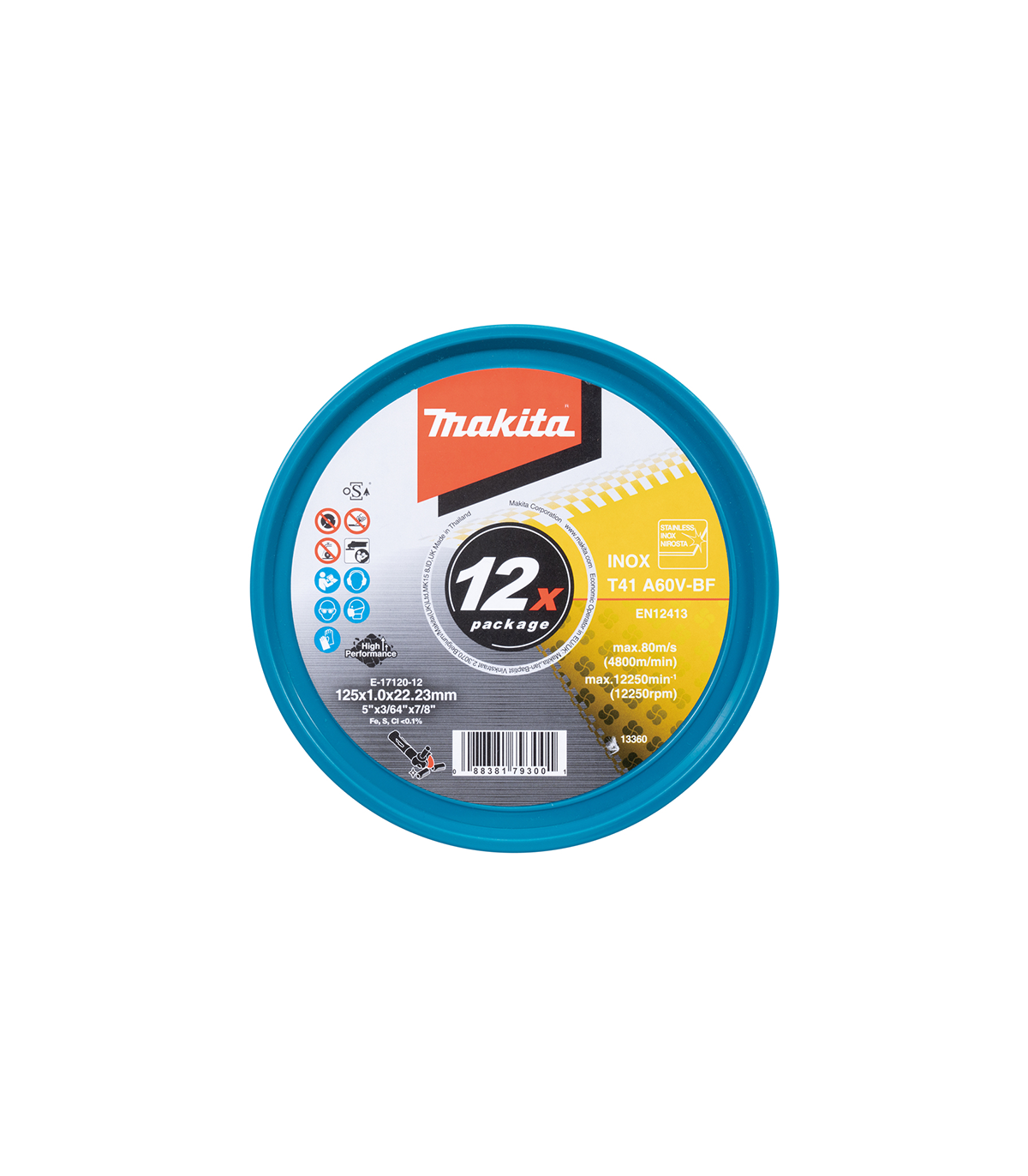 Lot de 12 disques a tronçonner métal & inox A60V 125 mm MAKITA