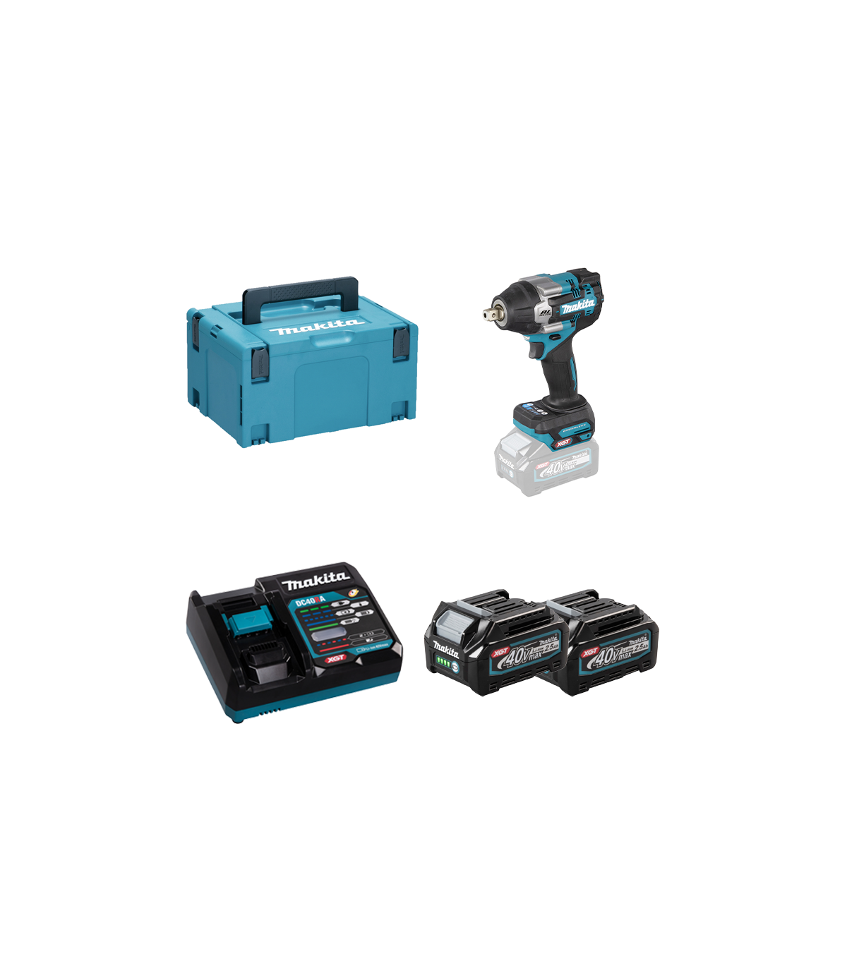 Boulonneuse 1/2" 40V TW008GZ01 + 2 batteries 40V 2.5Ah + chargeur rapide DC40RA MAKITA
