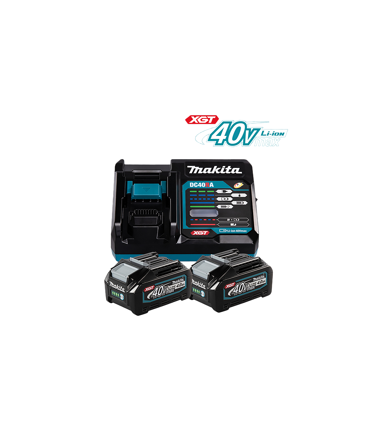 Pack XGT 40V 2 batteries BL4040 4 Ah + Chargeur rapide DC40RA MAKITA