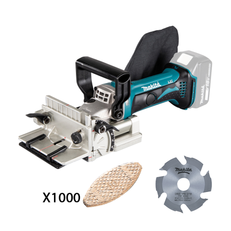 Lamelleuse 18V DPJ180Z + Lames carbure Ø100 mm + 1000 lamelles bois N°10 53x19mm MAKITA