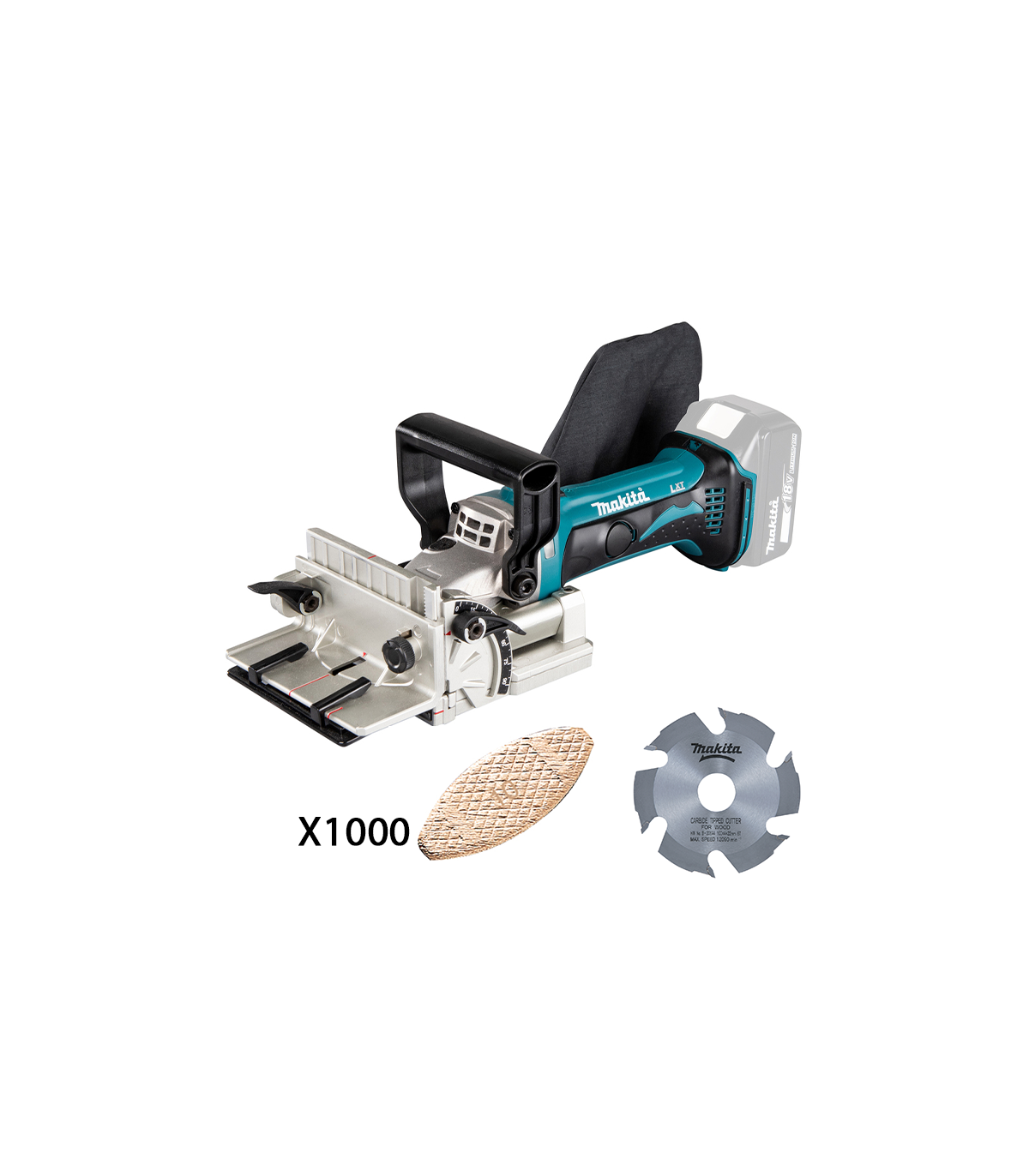 Lamelleuse 18V DPJ180Z + Lames carbure Ø100 mm + 1000 lamelles bois N°10 53x19mm MAKITA