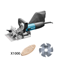 Lamelleuse 701W PJ7000J + Lame carbure Ø100 mm + 1000 lamelles bois N°0 47x15mm MAKITA