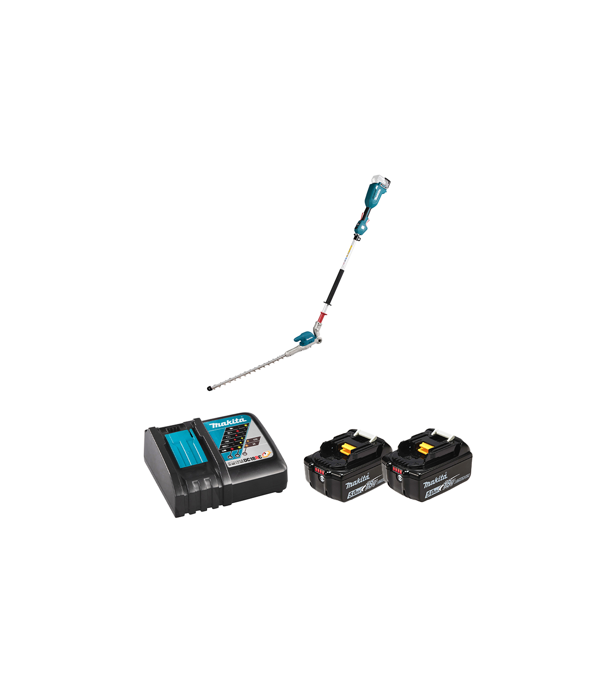 Taille-haie à perche 18V 50cm DUN500WZ + 2 batterie BL1850B 18V 5 Ah + chargeur rapide DC18RC MAKITA