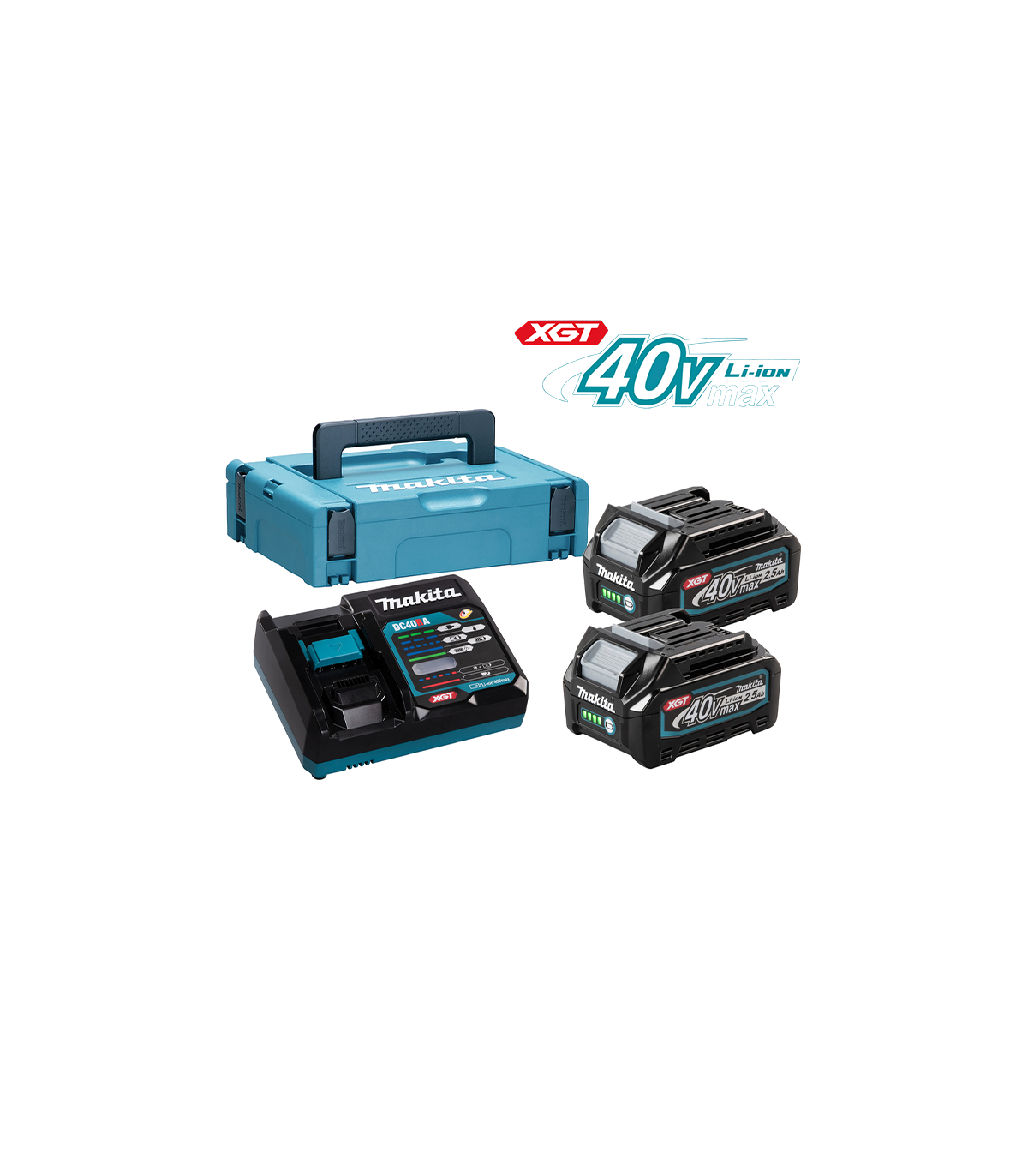 Pack XGT 40V 2 batteries BL4040 2,5 Ah + Chargeur rapide DC40RA MAKITA