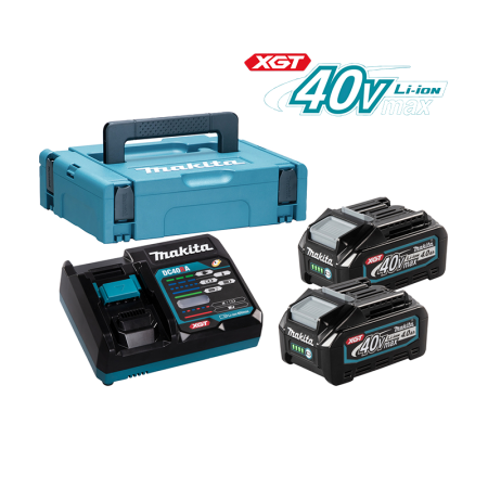 Pack XGT 40V 2 batteries BL4040 4 Ah + Chargeur rapide DC40RA en coffret MAKITA