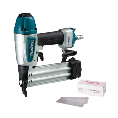 Cloueur pneumatique AF506 + Clous 50mm tête homme mini brads 18 Ga galvanisés MAKITA