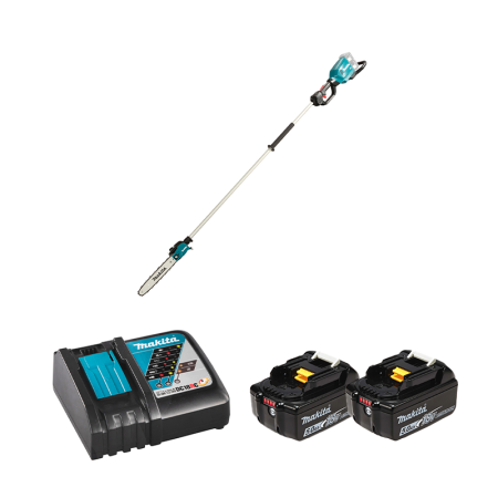 Tronçonneuse d'élagage sur perche 2x18V 30cm + 2 batteries BL1850B 18V 5 Ah + chargeur rapide DC18RC MAKITA