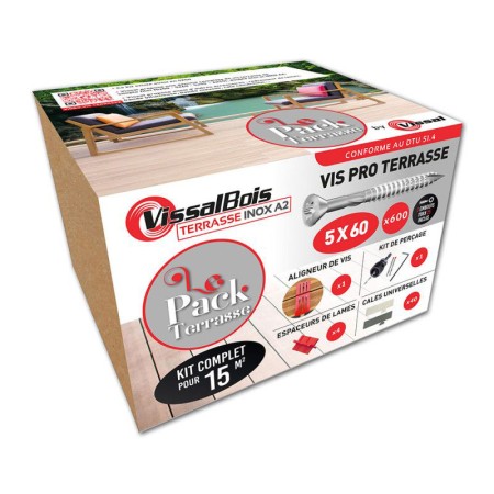 Pack terrasse complet 15m² 600 vis Inox A2 5x60mm VISSAL