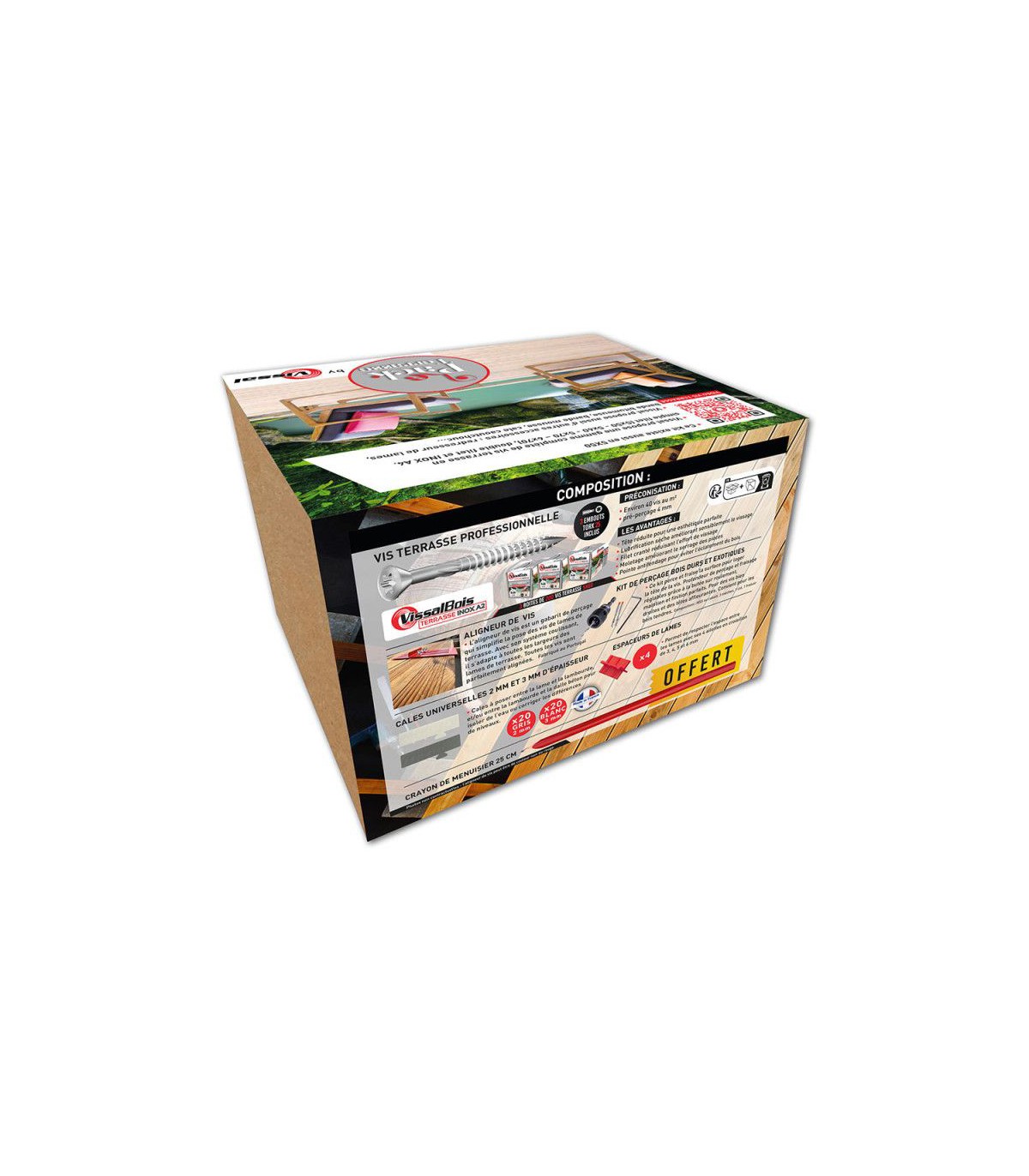 Pack terrasse complet 15m² 600 vis Inox A2 5x60mm VISSAL