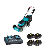 Tondeuse 2 x 18V auto-tractée 46cm DLM465Z + 4 batteries BL1850B 18V 5 Ah + chargeur double DC18RD MAKITA