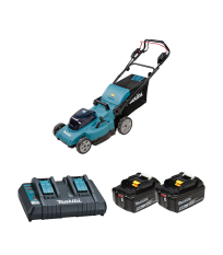 Tondeuse 2 x 18V auto-tractée 48cm DLM481Z + 2 batteries BL1850B 18V 5 Ah + chargeur double DC18RD MAKITA