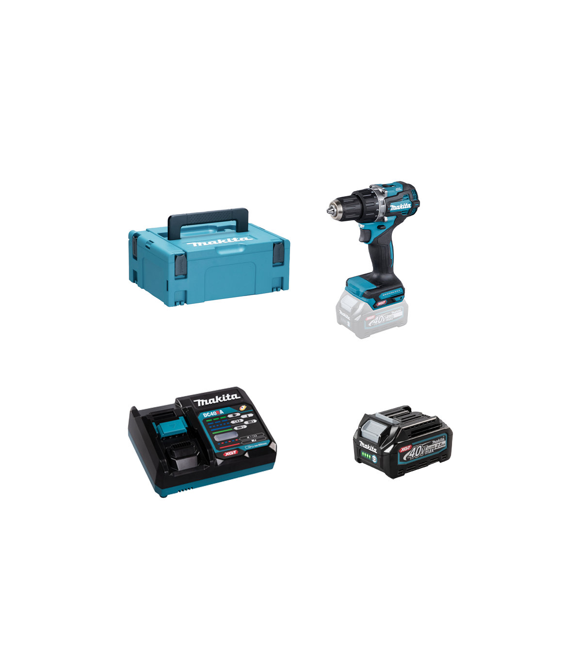 Perceuse-visseuse 40V 54Nm DF002GZ01 + 1 batterie 40V 2,5 Ah + chargeur rapide DC40RA MAKITA