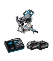 Scie à onglet radiale 40V Ø216mm LS002GZ01 + 2 batteries 40V 4 Ah + chargeur rapide DC40RA MAKITA