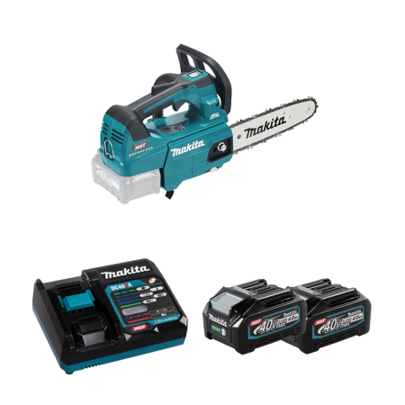 Tronçonneuse d'élagage 40V 25cm UC002GZ01 + 2 batteries 40V 4 Ah + chargeur rapide DC40RA MAKITA