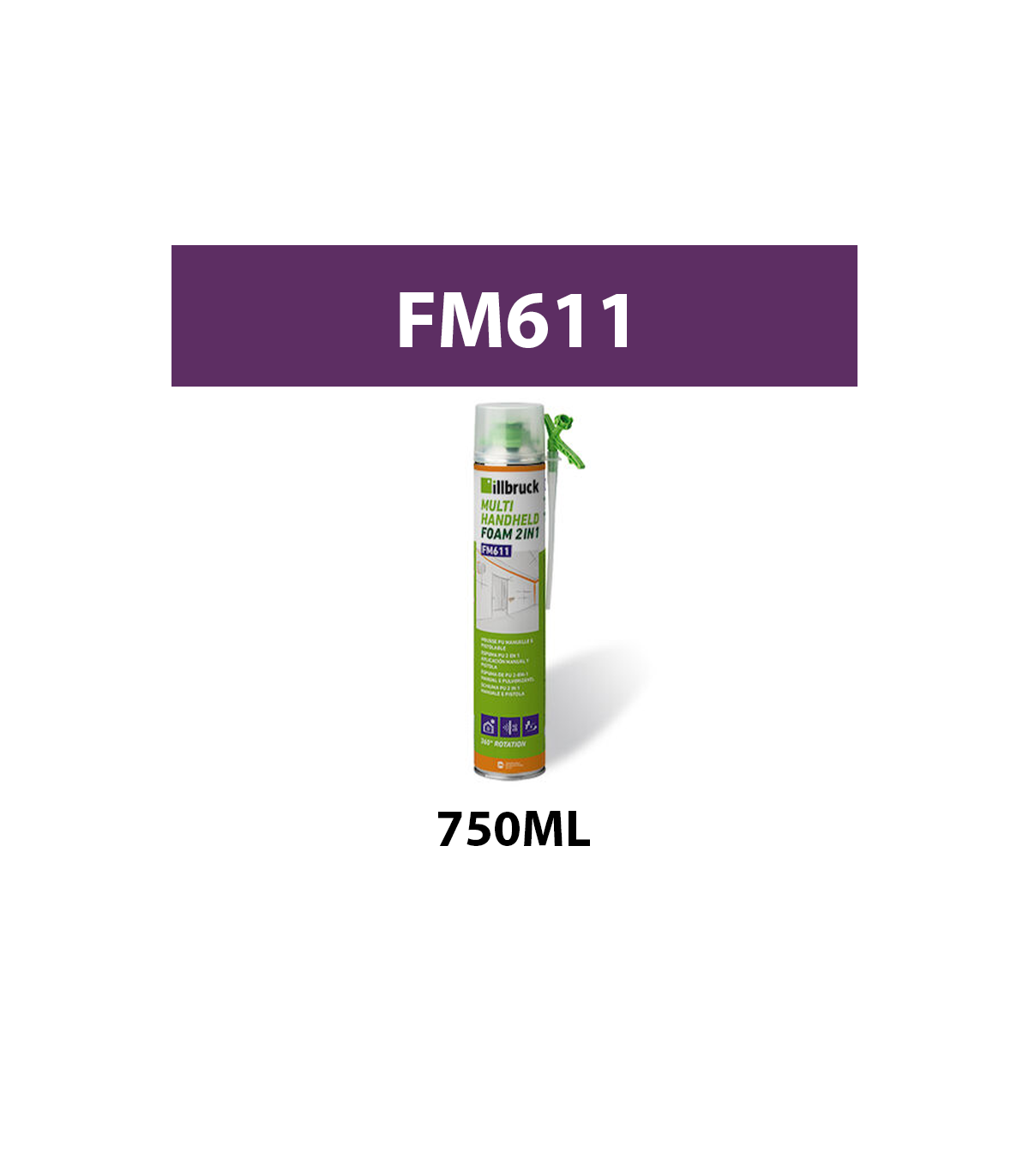Mousse PU 2en1 "FM611" Vert 750ML ILLBRUCK