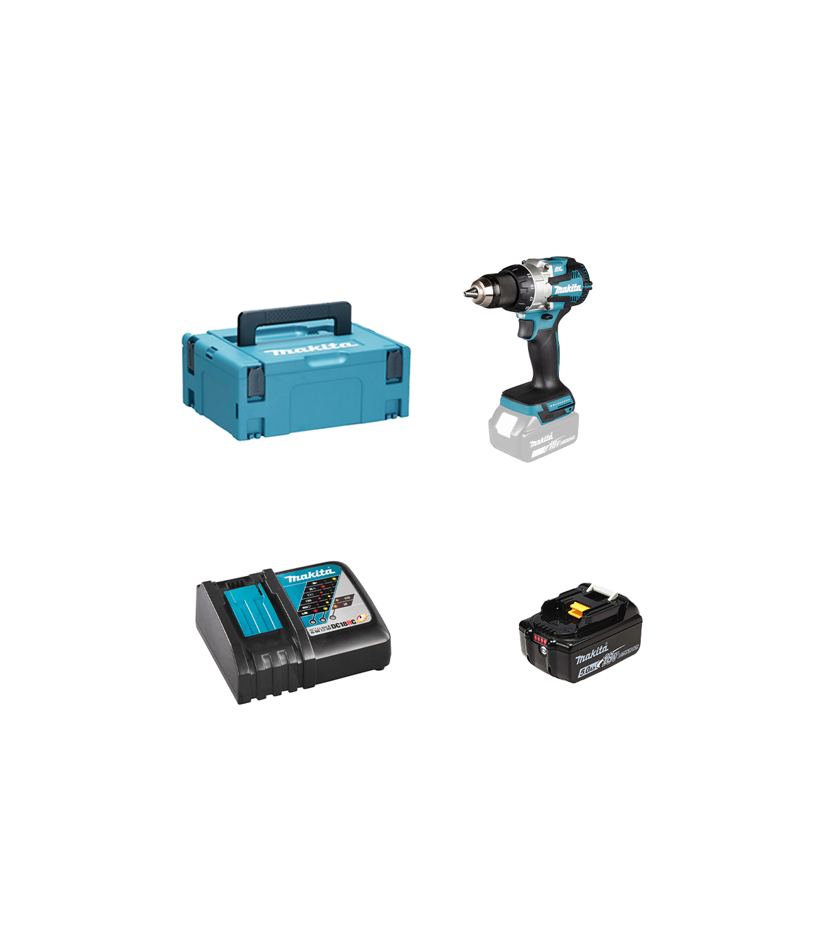 Perceuse-visseuse 18V DDF489ZJ + 1 batterie BL1850B 18V 5 Ah + 1 chargeur DC18RC MAKITA