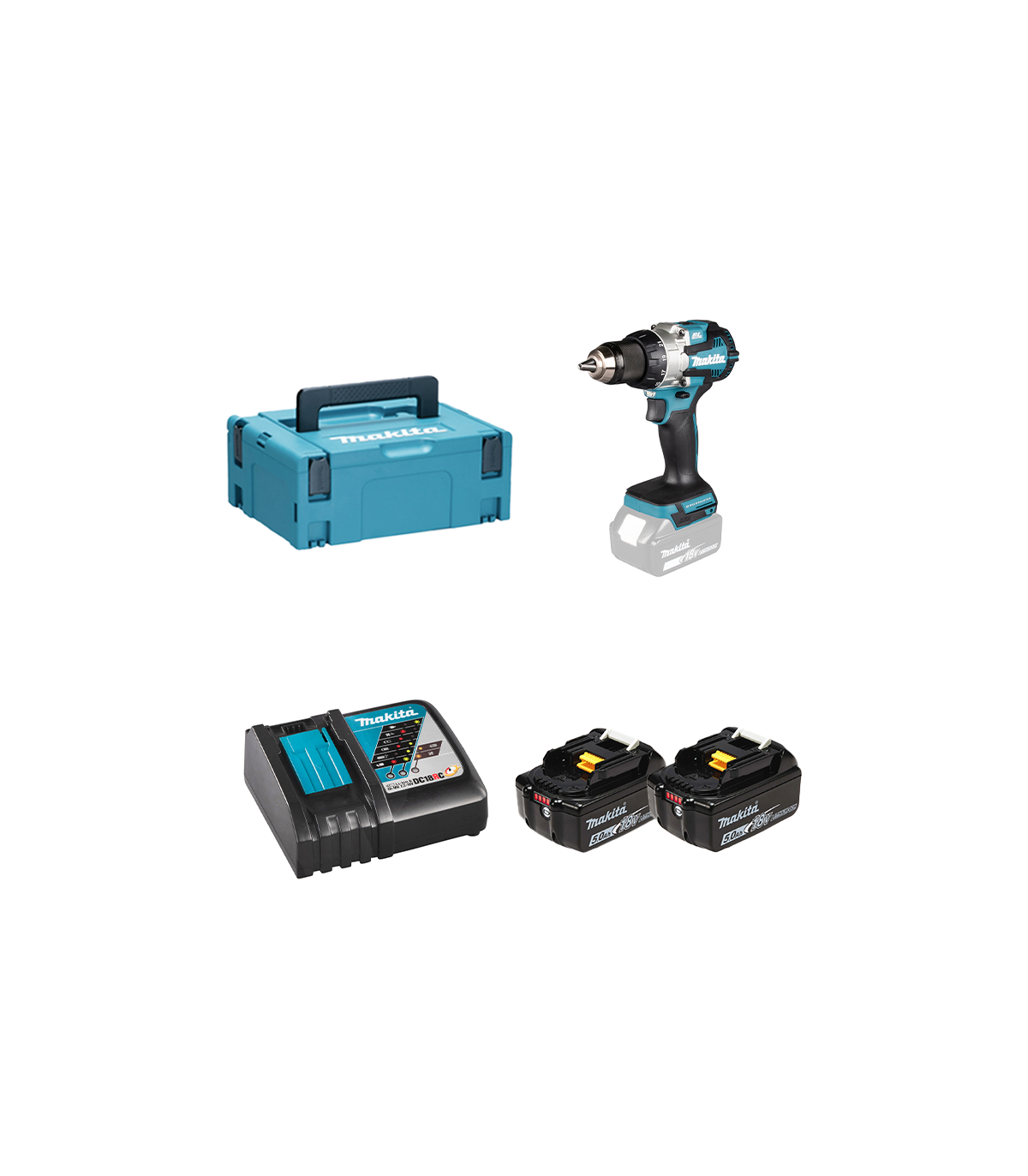Perceuse-visseuse 18V DDF489ZJ + 2 batteries BL1850B 18V 5 Ah + 1 chargeur DC18RC MAKITA