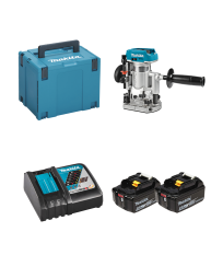 Défonceuse-affleureuse 18V DRT50ZJX3 + 2 batteries BL1850B 18V 5 Ah + 1 chargeur rapide DC18RC MAKITA