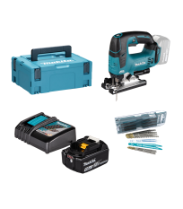 Pack scie sauteuse DJV182ZJ + Batterie BL1850B 5 Ah + Chargeur DC18RC + 10 lames Multimatériaux S-Express MAKITA