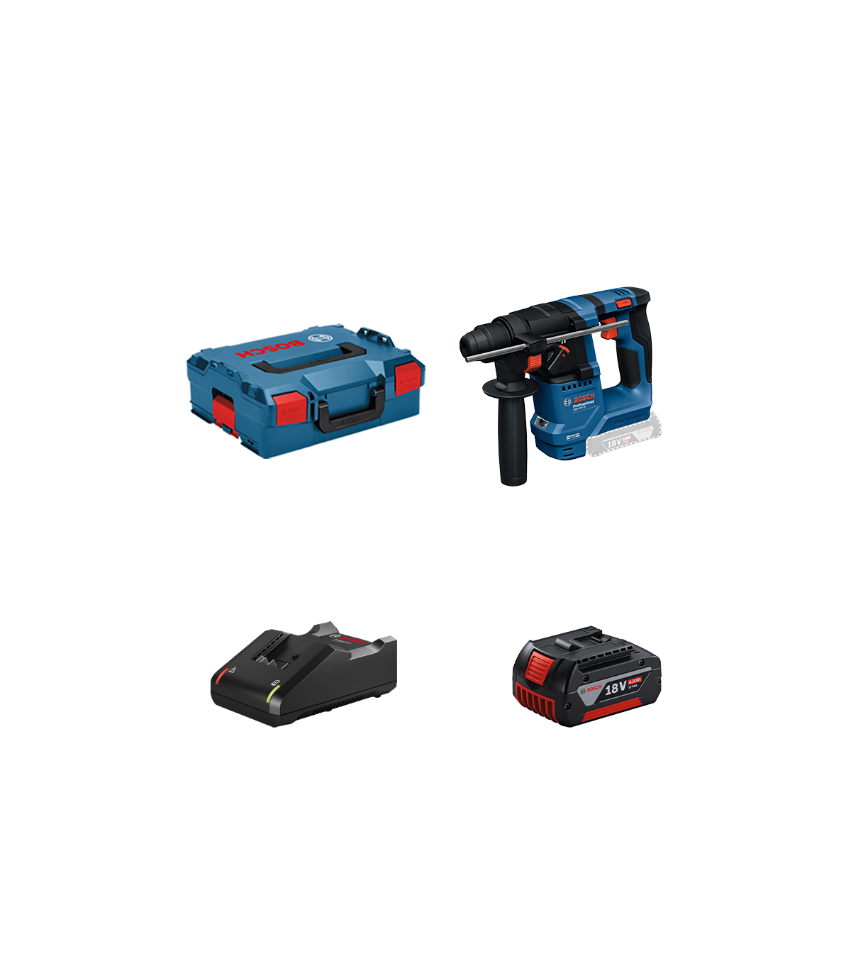 Perforateur SDS Plus GBH 18V-18 + 1 batterie GBA 18V 4 Ah + 1 chargeur GAL 18V-40 BOSCH